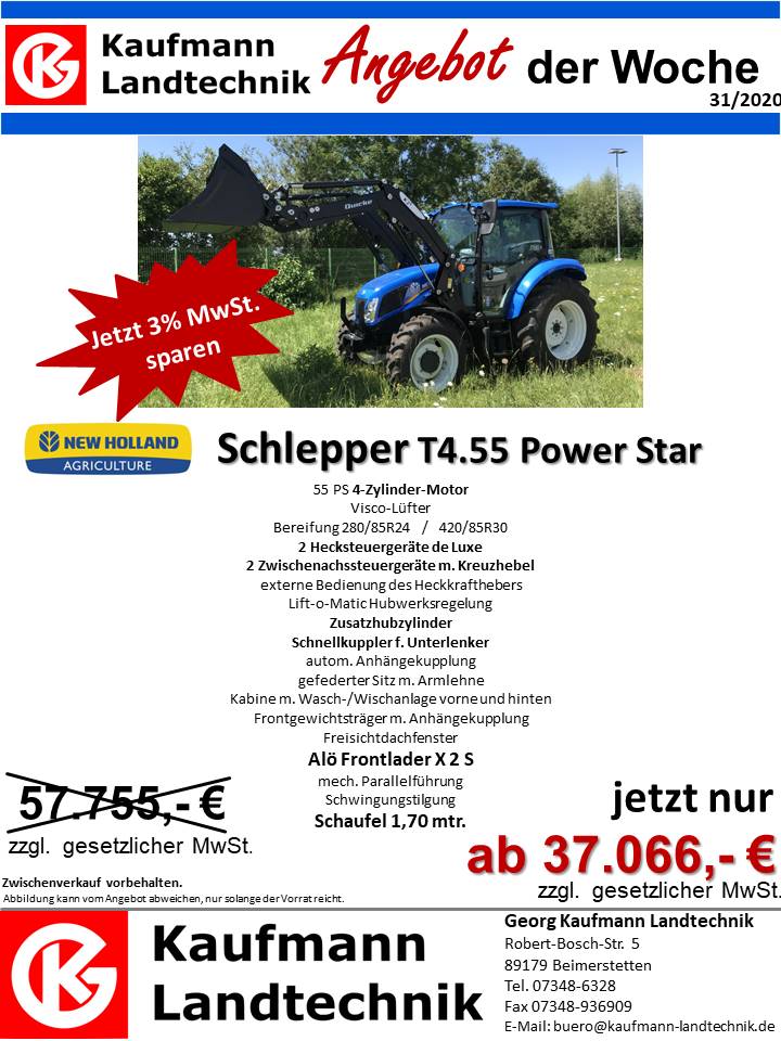 Kaufmann-Allgäuinformiert KW31-2020 Schlepper Angebot, T4, Power, Star, Schlepper